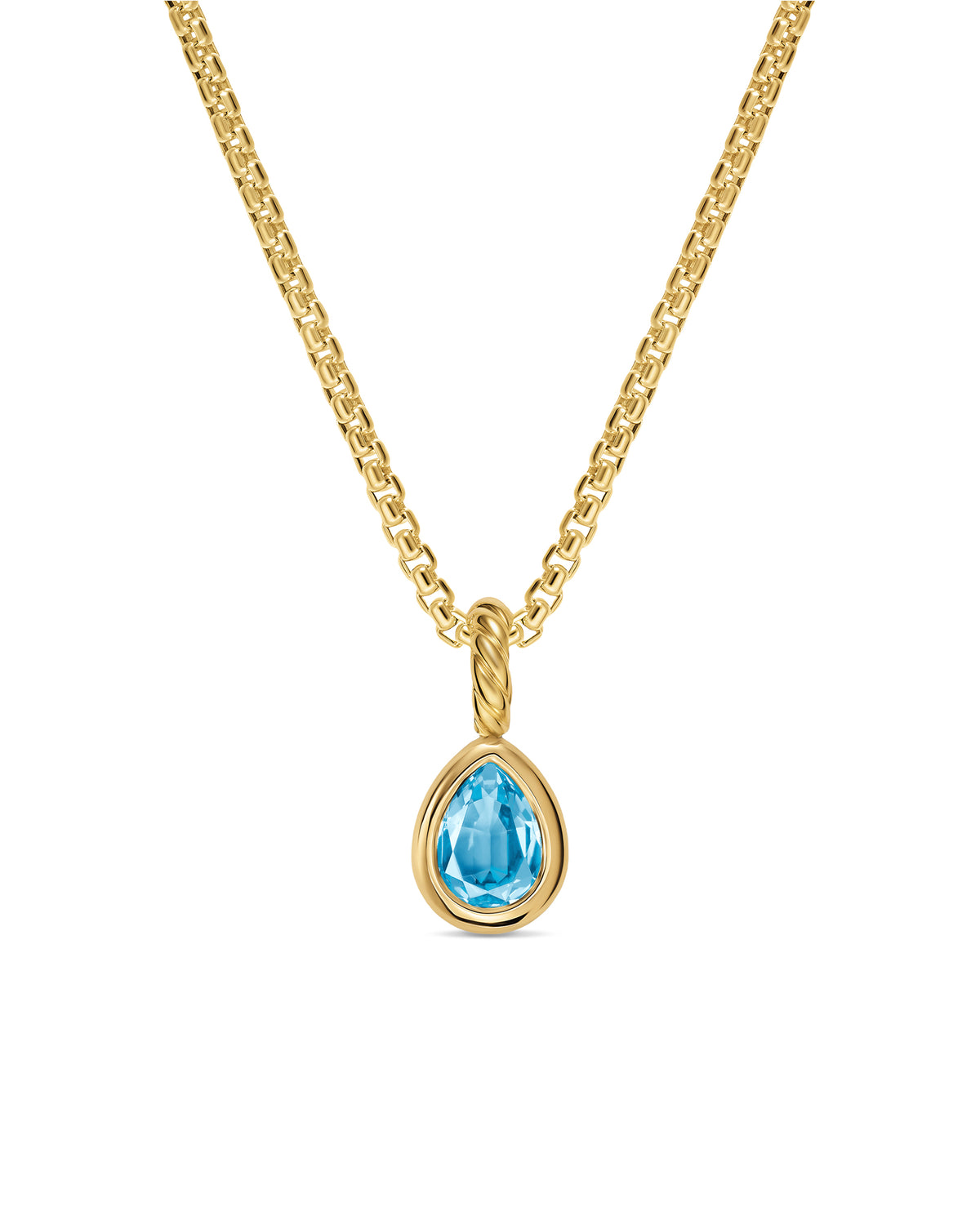 David Yurman 18 Karat Yellow Gold 7 mm Mini Pear Sky Blue Topaz Enhancer