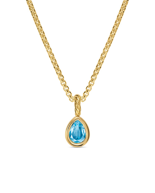 David Yurman 18 Karat Yellow Gold 7 mm Mini Pear Sky Blue Topaz Enhancer