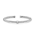 David Yurman Sterling Silver Cable Flex Diamond Center Station Bracelet