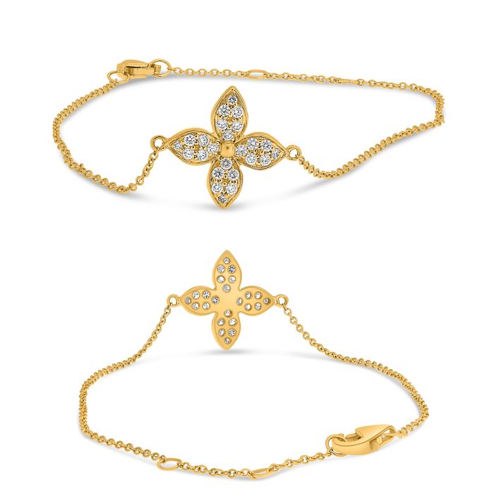 Yellow Gold Diamond Flower Bracelet