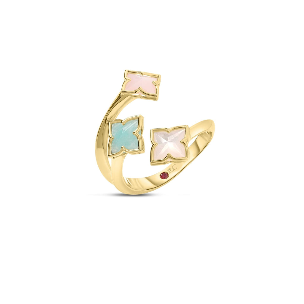 Roberto Coin Yellow Gold Venetian Princess Three Stone Gold Ring