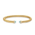 David Yurman Yellow Gold Cablespira Flex Aquamarine Bracelet with Diamonds