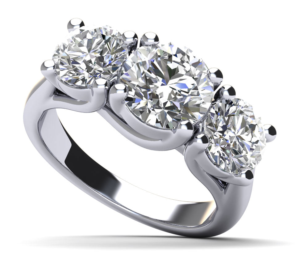 White Gold Three Stone Diamond Engagement Ring