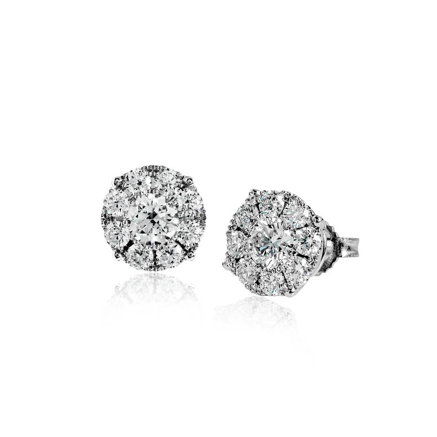 Simon G White Gold Mosaic Diamond Stud Earrings