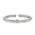 David Yurman Sterling Silver and Yellow Gold Cable Flex Center Station Bracelet