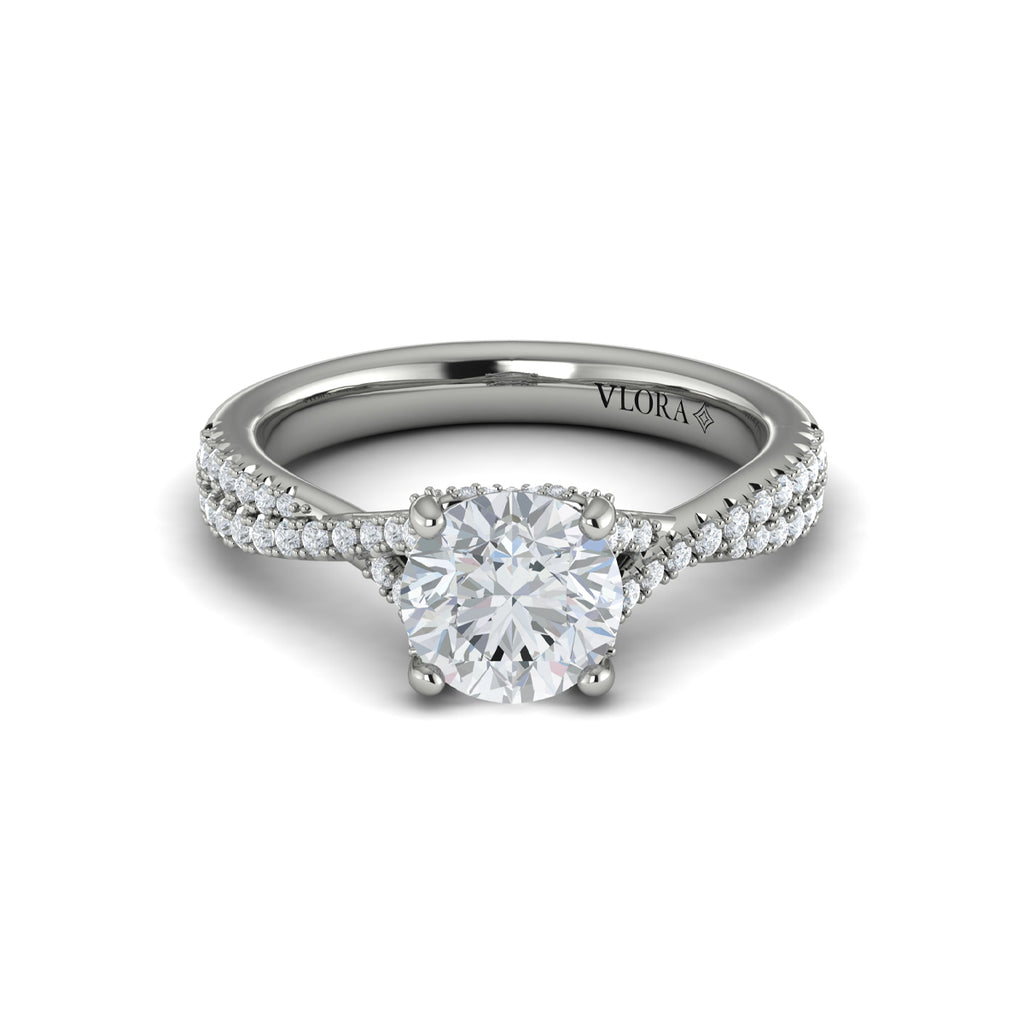 Vlora White Gold Diamond Crossover Split Shank Engagement Ring Mounting