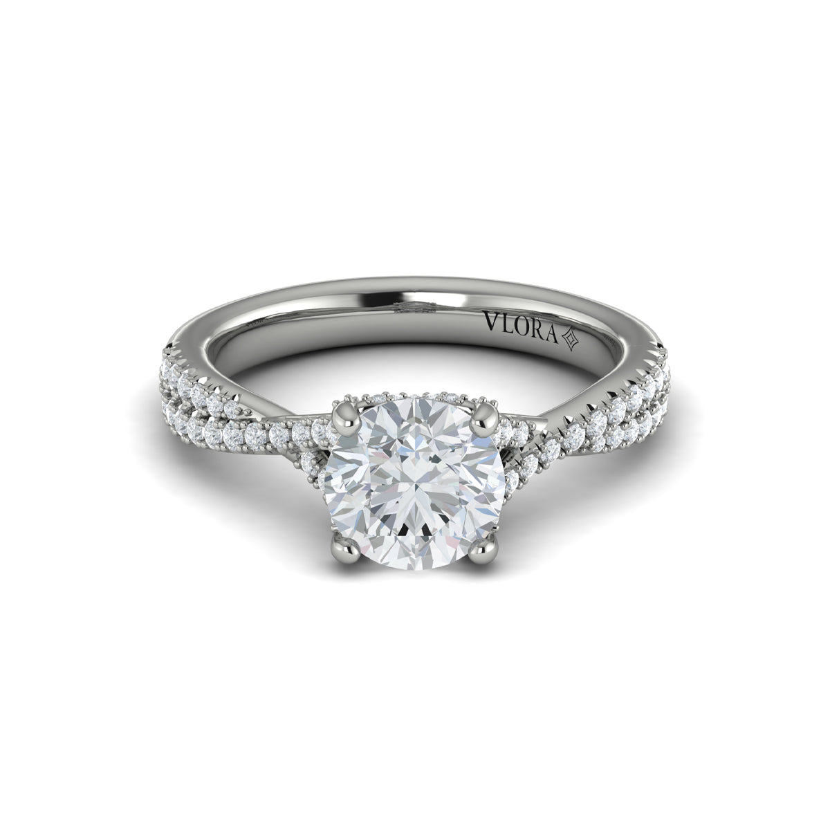 Vlora White Gold Diamond Crossover Split Shank Engagement Ring Mounting