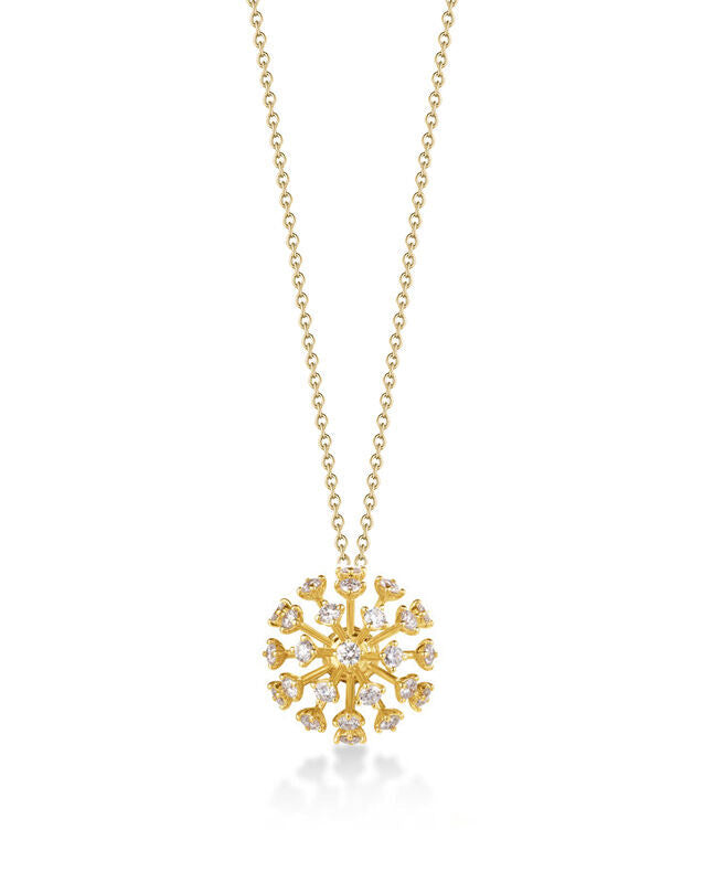 Roberto Coin Yellow Gold Dandelion Diamond Medium Pendant Necklace