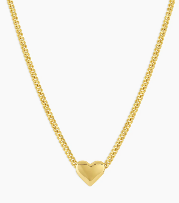 Gold Tone Lou Heart Charm Necklace