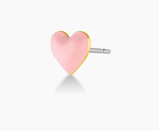 Blush Heart Charm Stud Earring - Single