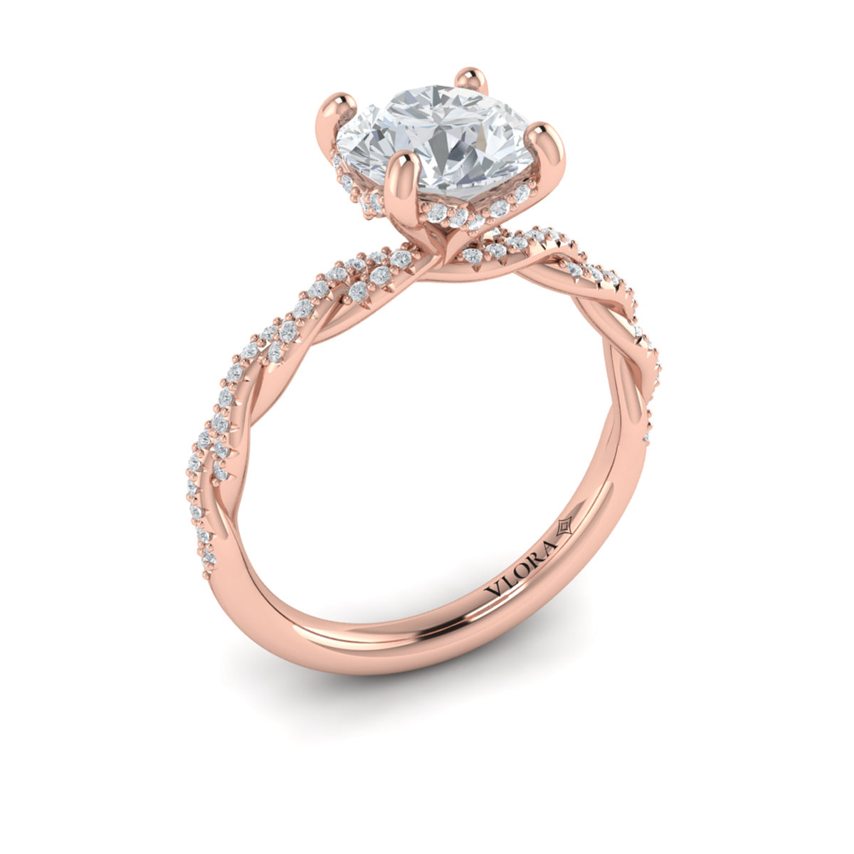 Vlora Diamond Twist Engagement Ring Builder