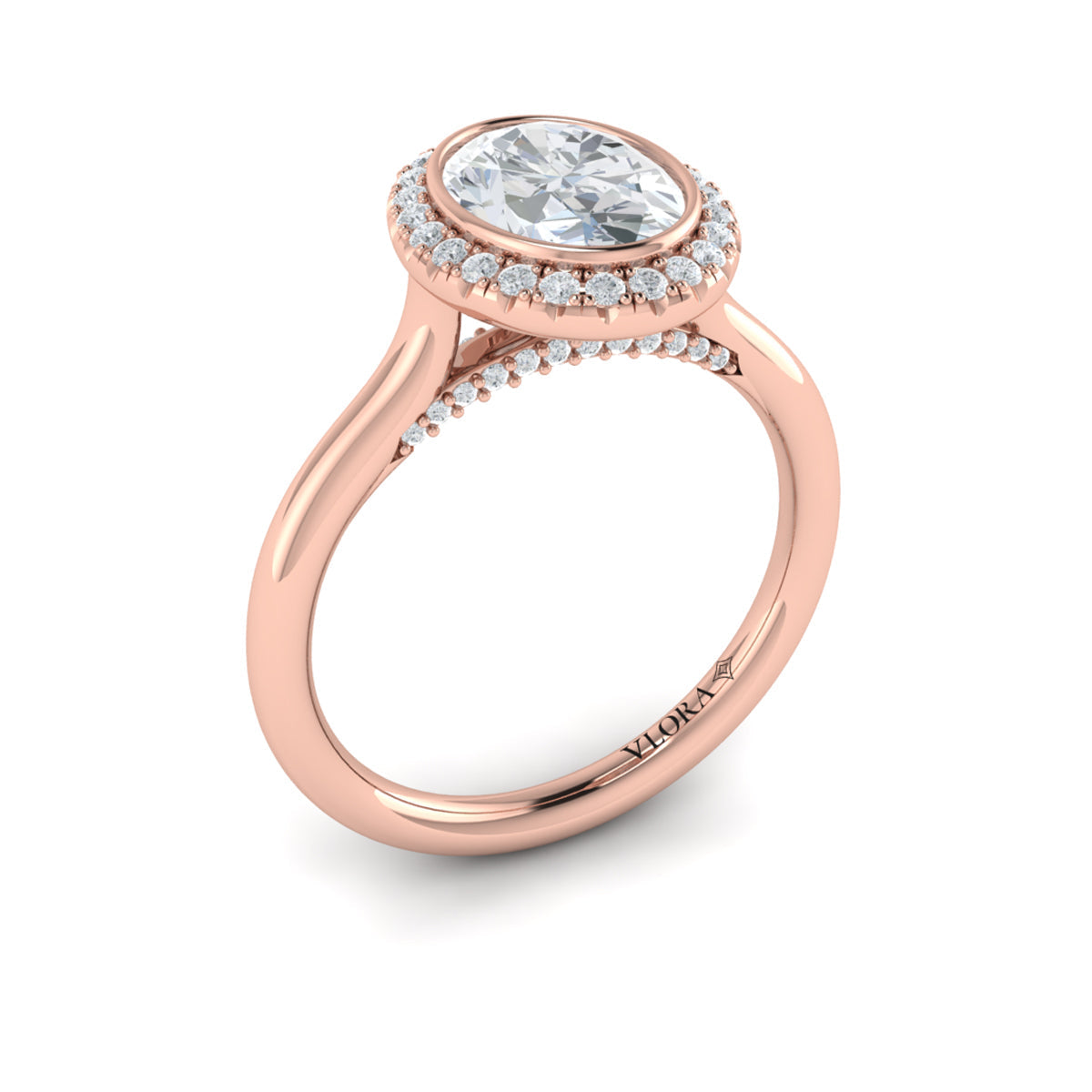 Vlora Bezel Halo Engagement Ring Builder