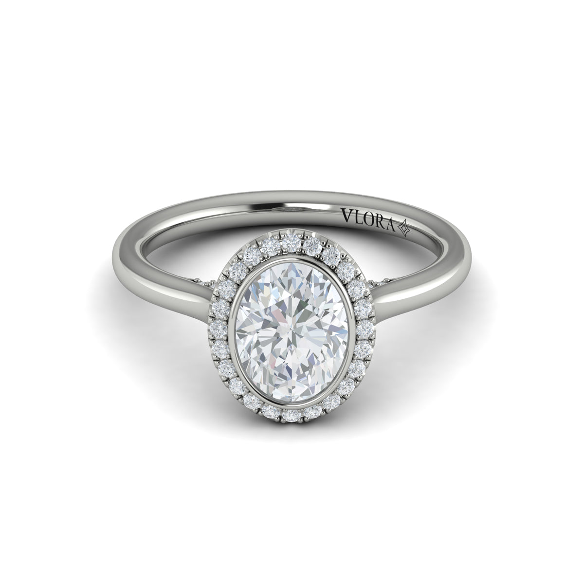Vlora Bezel Halo Engagement Ring Builder