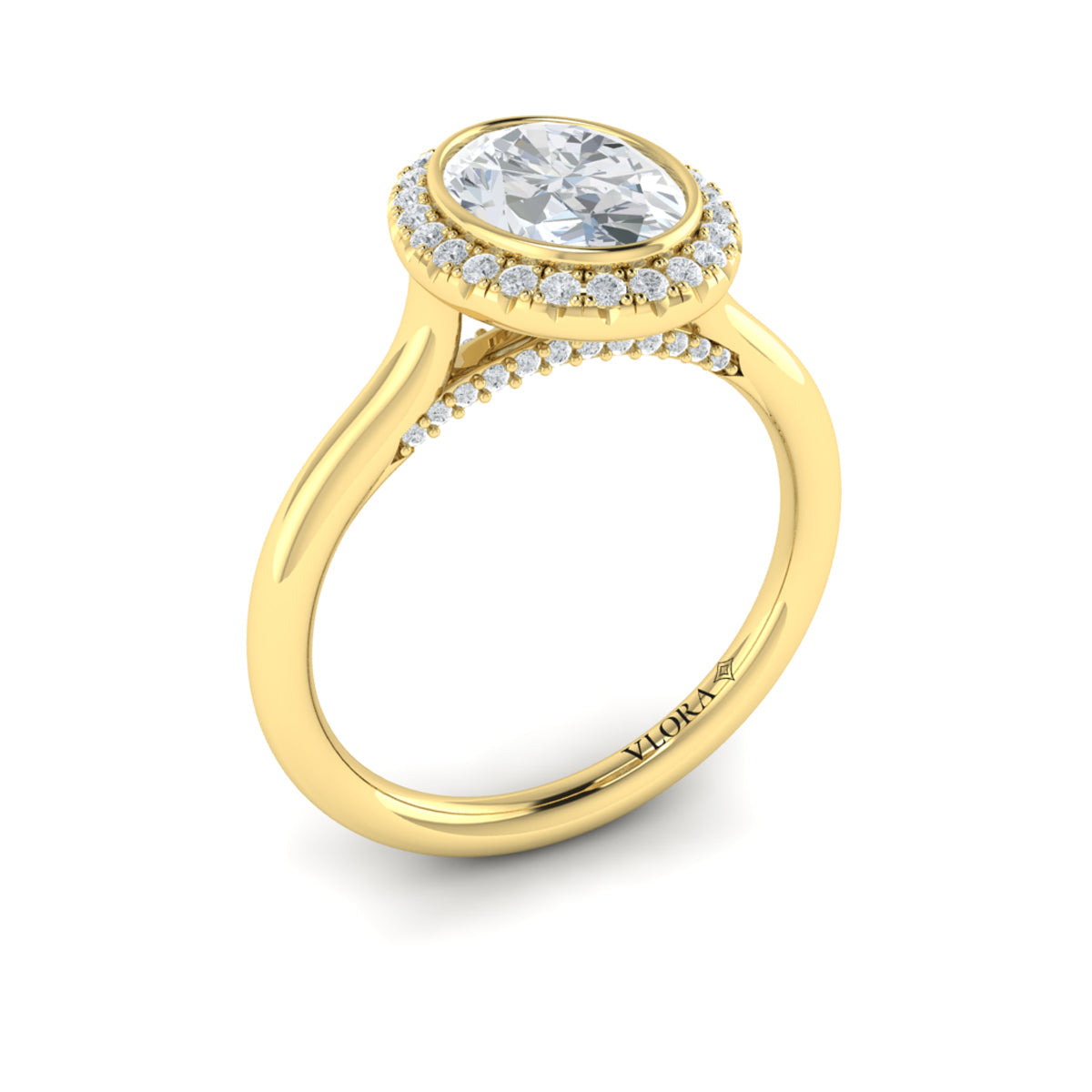Vlora Bezel Halo Engagement Ring Builder