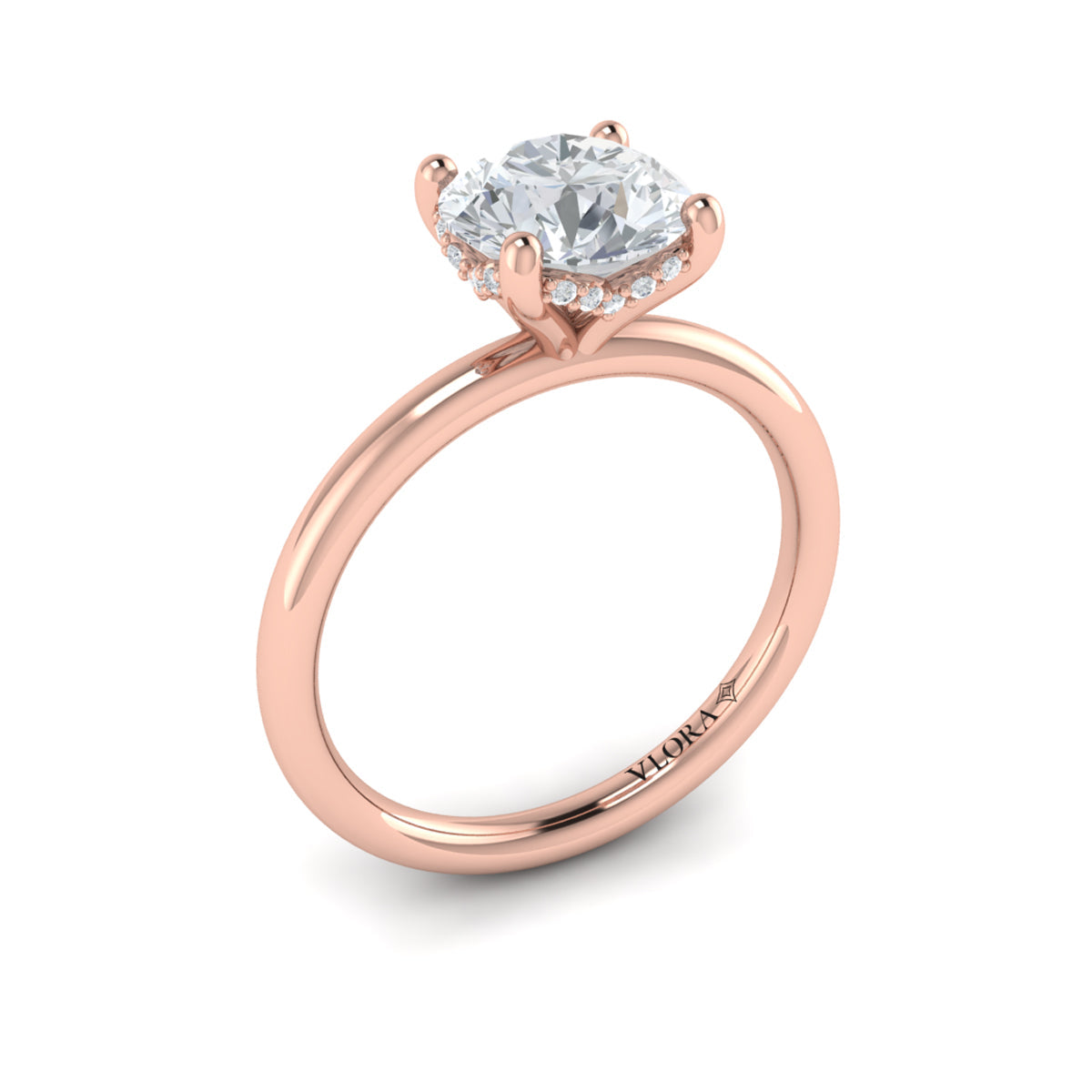 Vlora Solitaire Hidden Halo Engagement Ring Builder