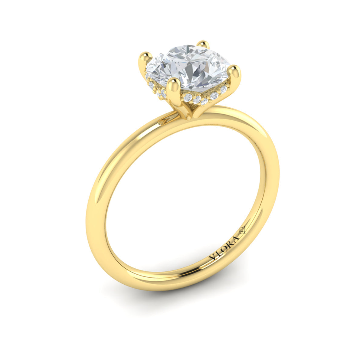 Vlora Solitaire Hidden Halo Engagement Ring Builder