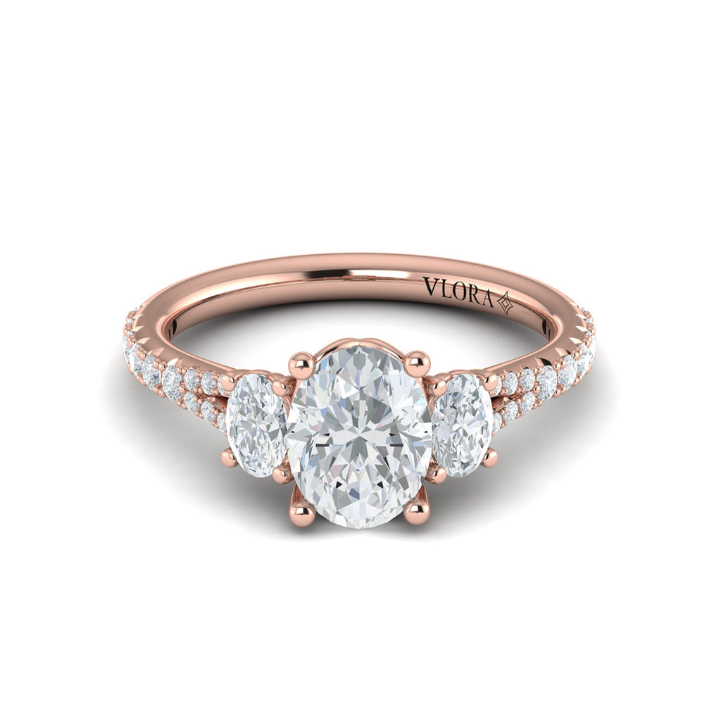 Vlora Three Stone Diamond Band Engagement Ring Builder
