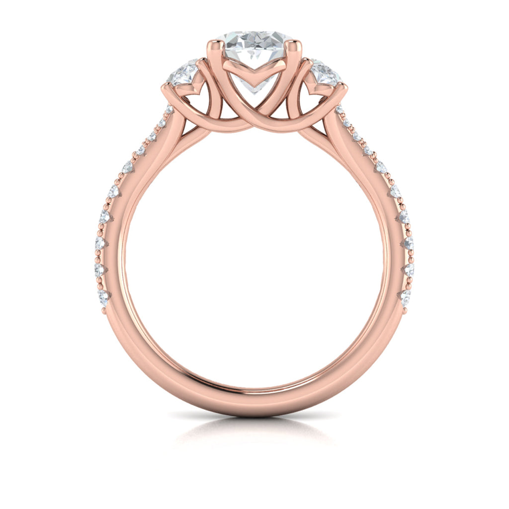 Vlora Three Stone Diamond Band Engagement Ring Builder