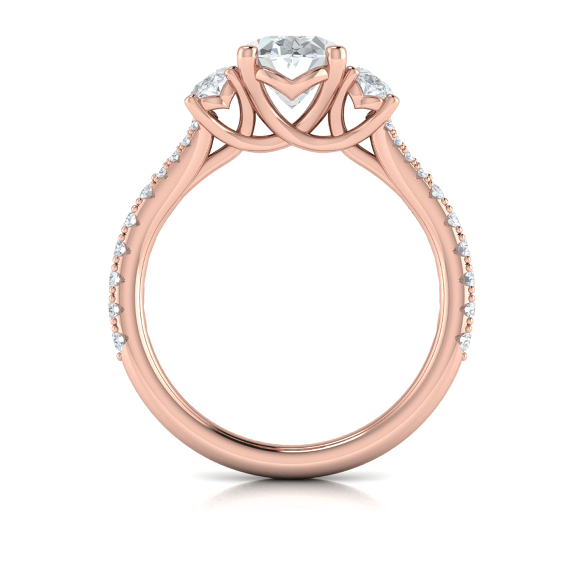 Vlora Three Stone Diamond Band Engagement Ring Builder
