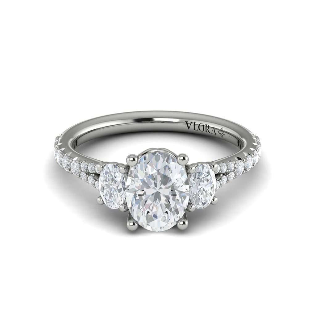 Vlora Three Stone Diamond Band Engagement Ring Builder