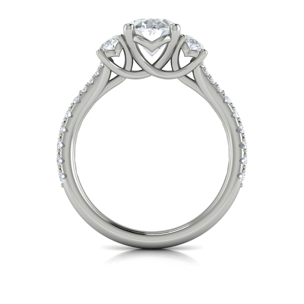 Vlora Three Stone Diamond Band Engagement Ring Builder