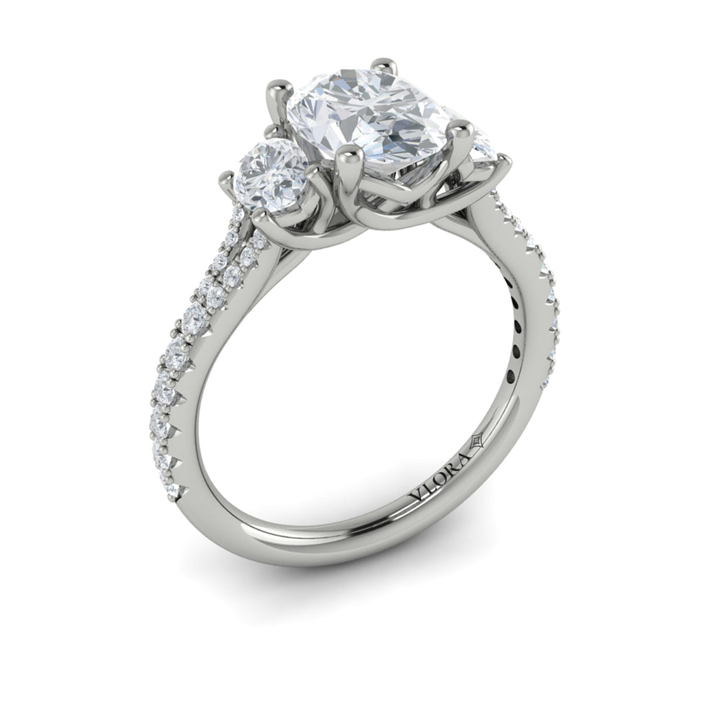 Vlora Three Stone Diamond Band Engagement Ring Builder
