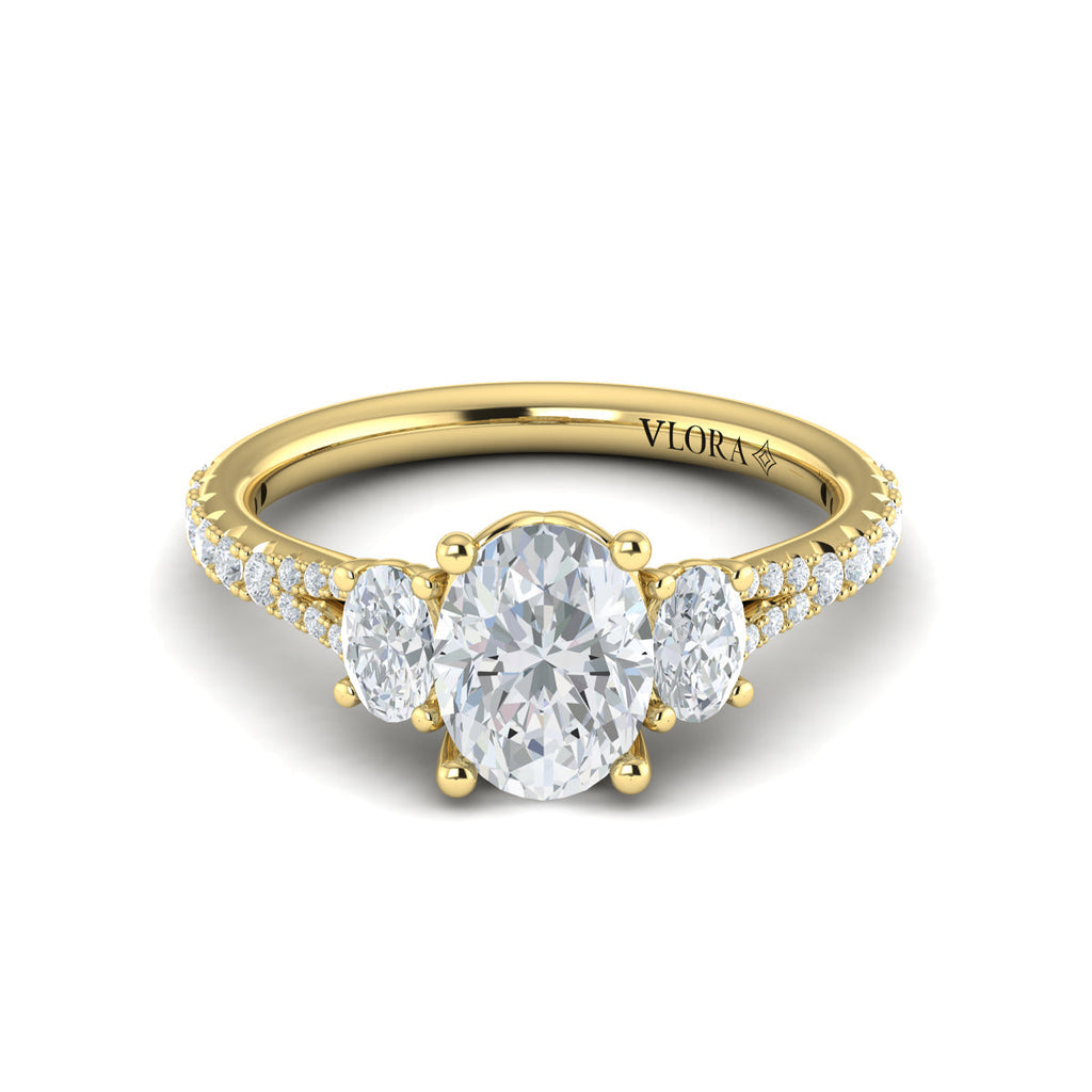 Vlora Three Stone Diamond Band Engagement Ring Builder