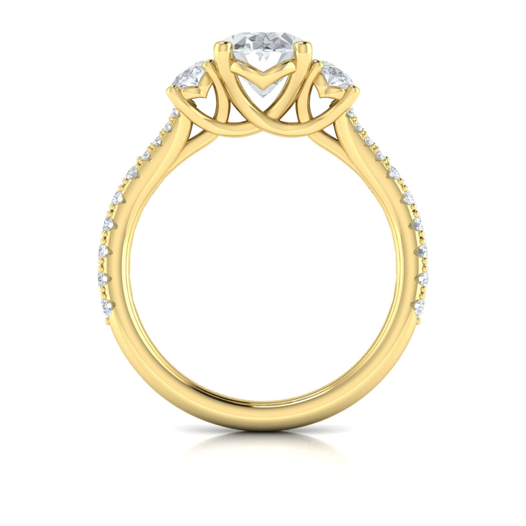 Vlora Three Stone Diamond Band Engagement Ring Builder