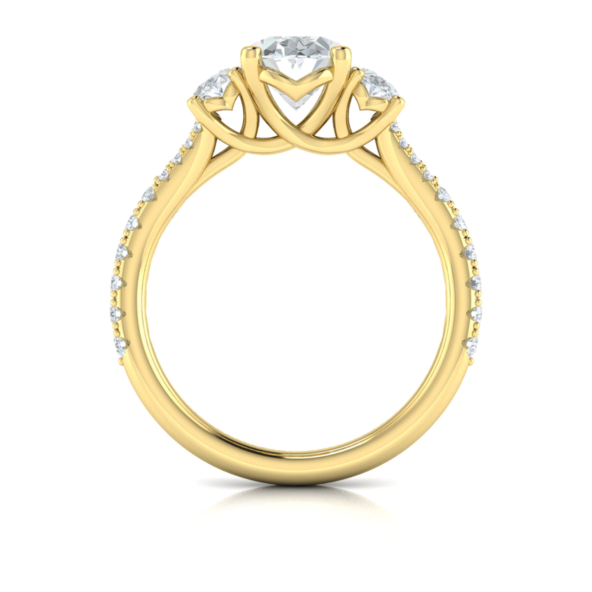 Vlora Three Stone Diamond Band Engagement Ring Builder