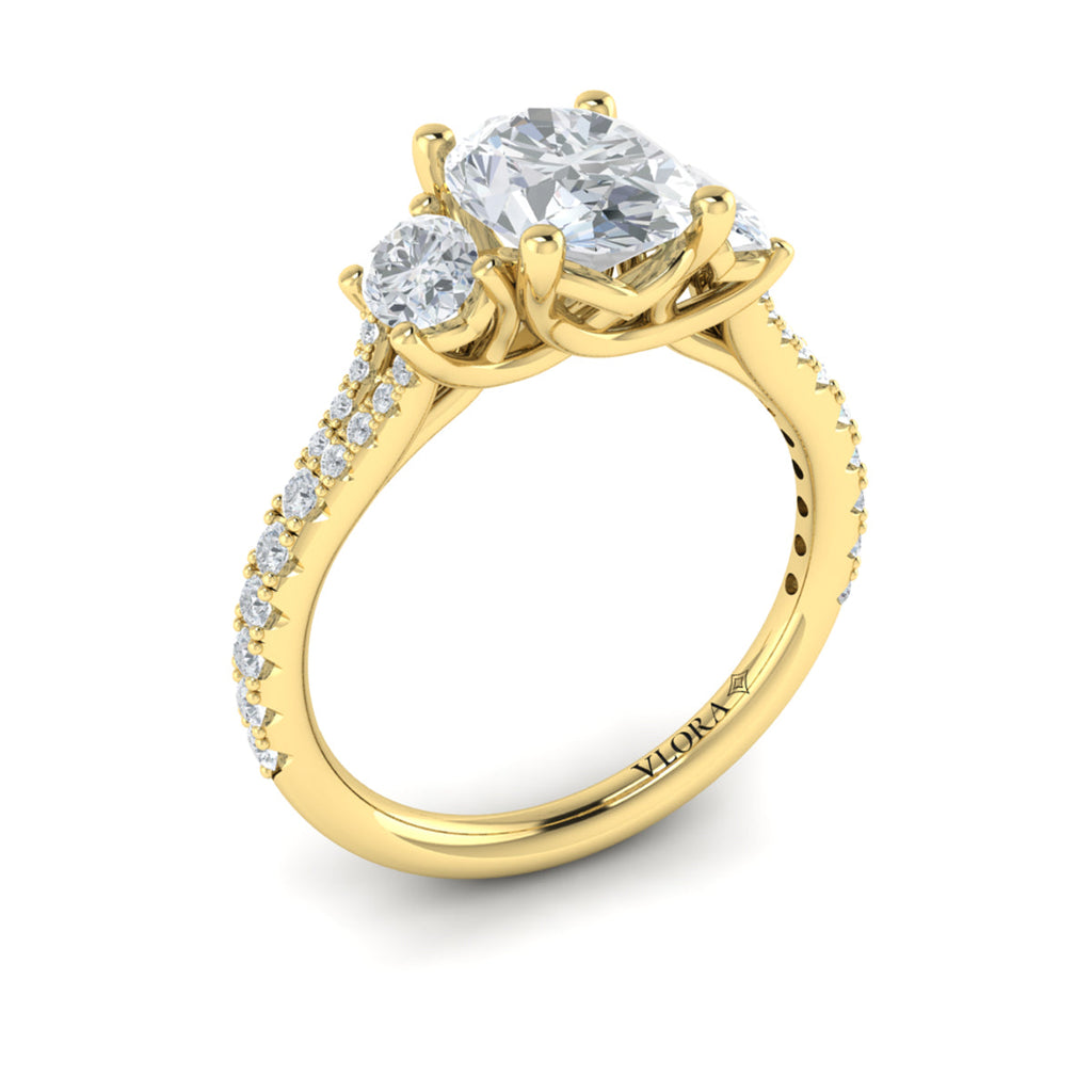 Vlora Three Stone Diamond Band Engagement Ring Builder