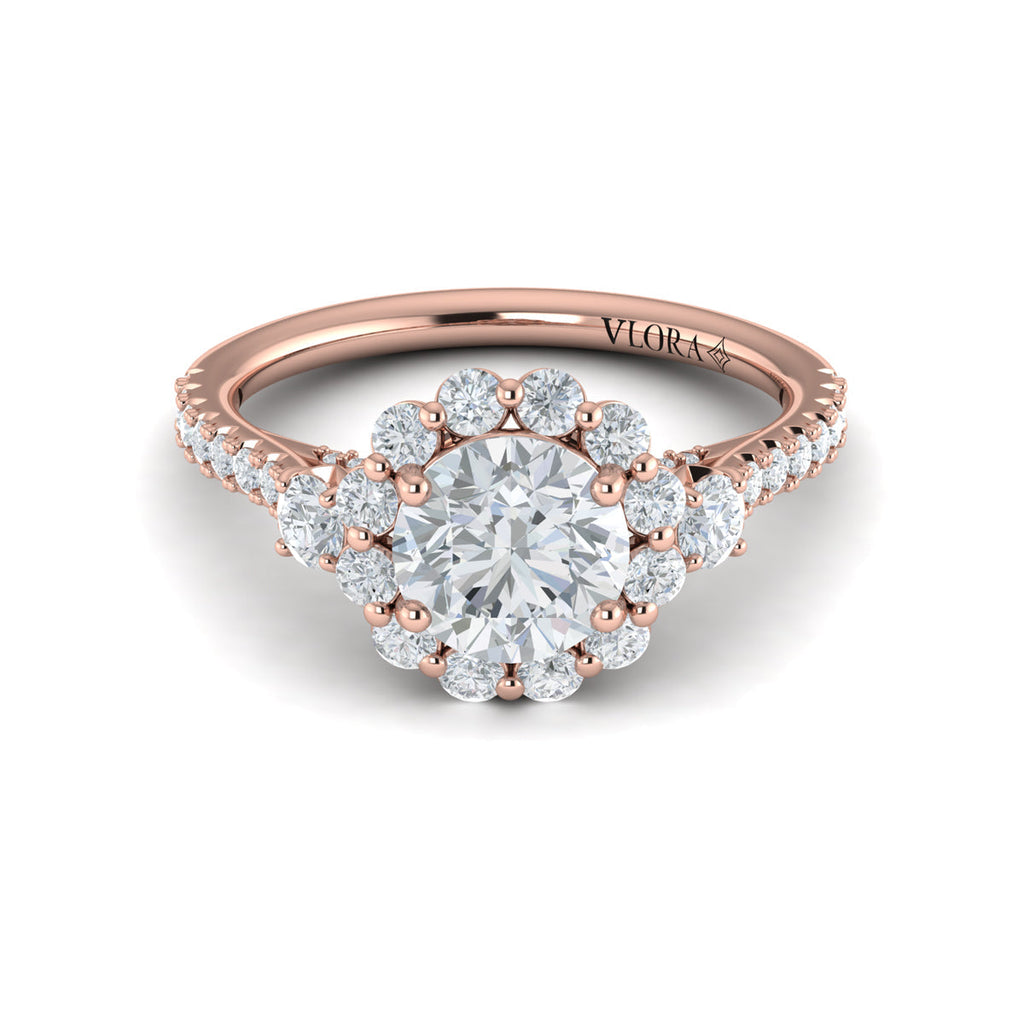 Vlora Flower Diamond Halo Engagement Ring Mounting Builder