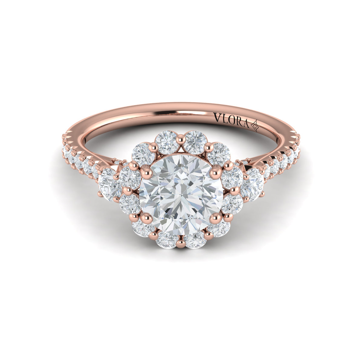 Vlora Flower Diamond Halo Engagement Ring Mounting Builder