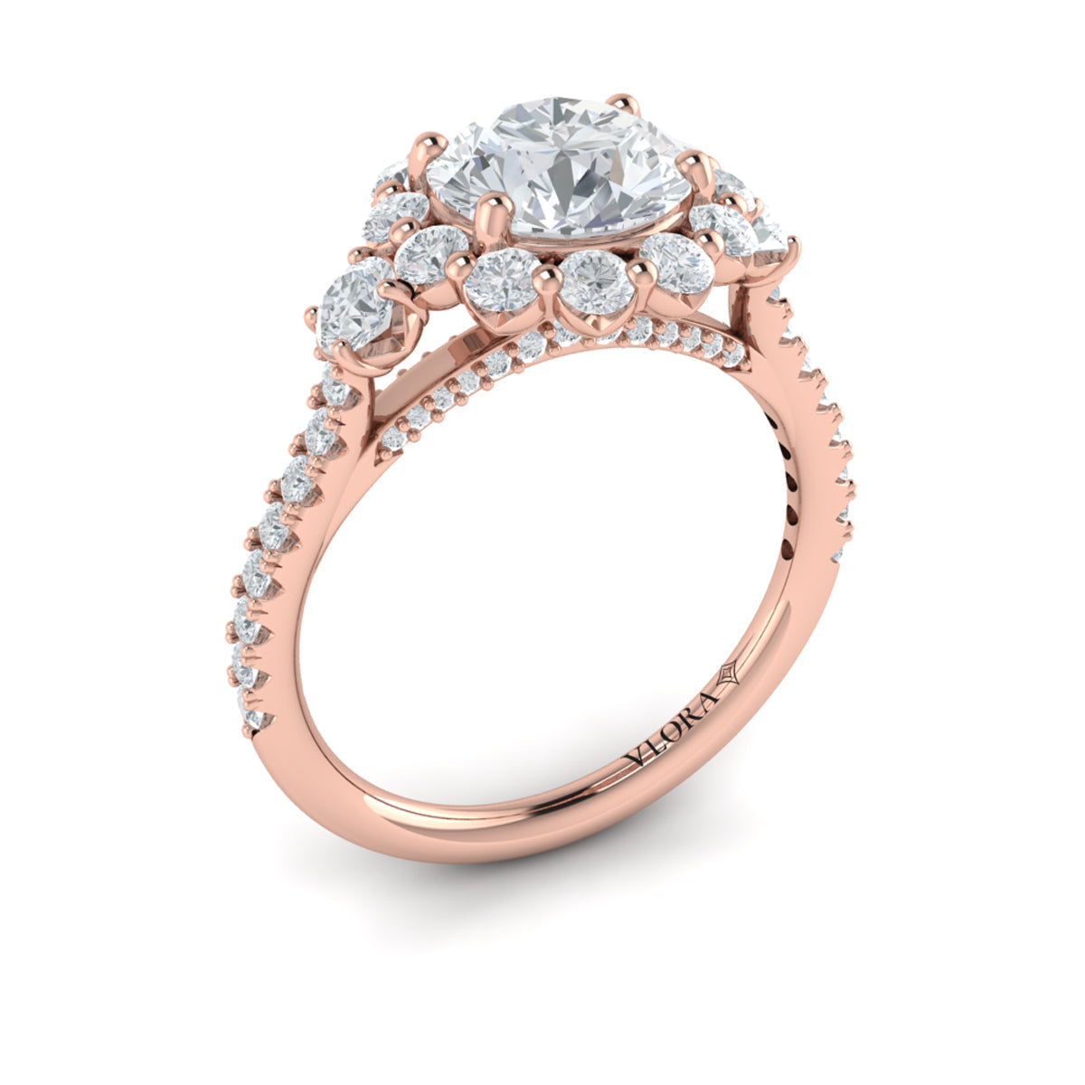 Vlora Flower Diamond Halo Engagement Ring Mounting Builder