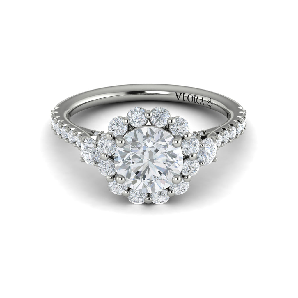 Vlora Flower Diamond Halo Engagement Ring Mounting Builder