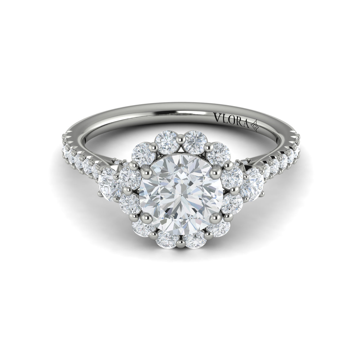 Vlora Flower Diamond Halo Engagement Ring Mounting Builder