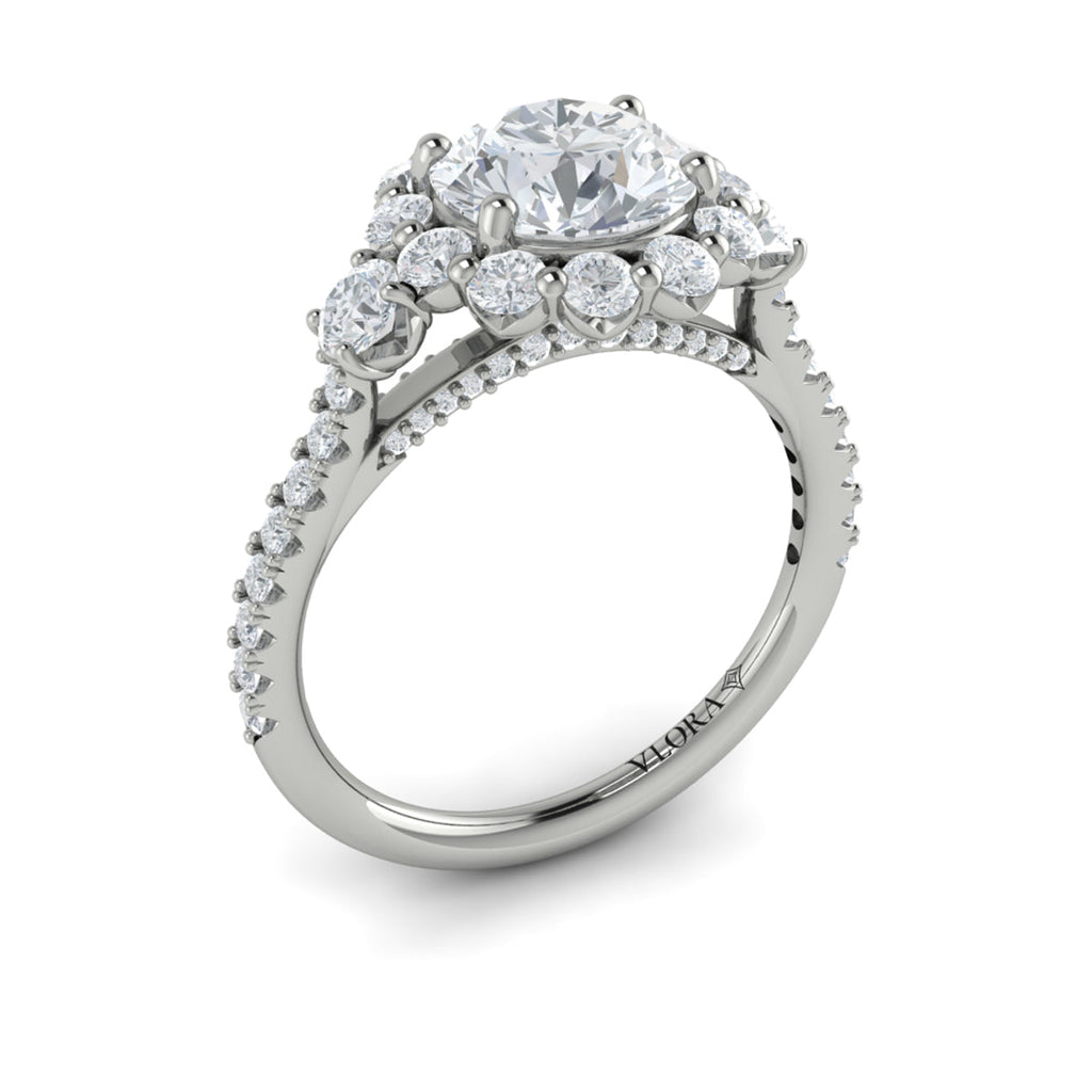 Vlora Flower Diamond Halo Engagement Ring Mounting Builder