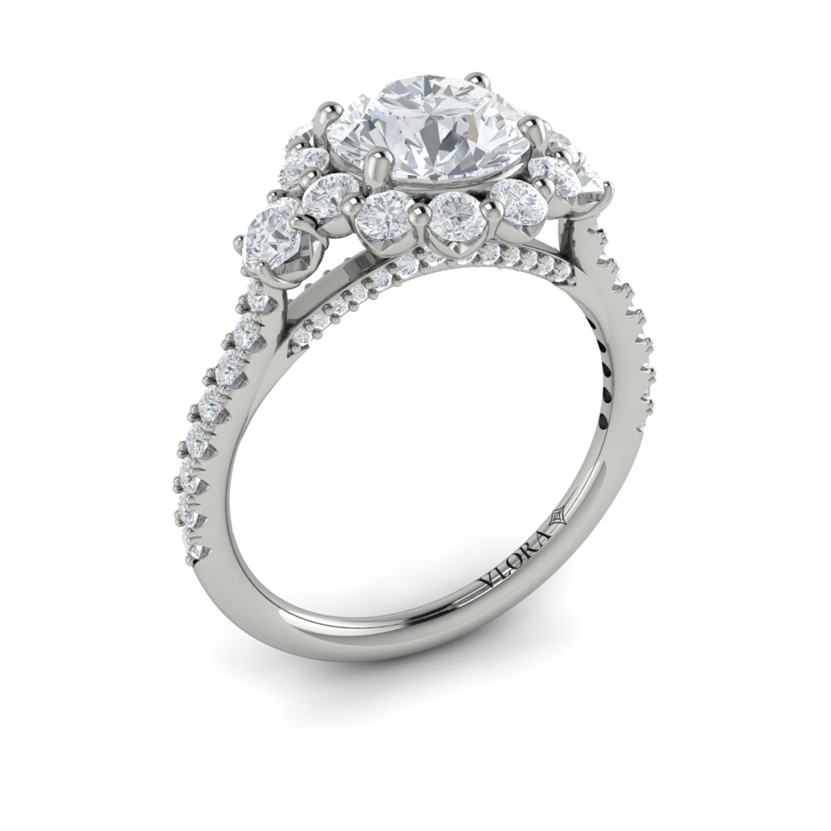 Vlora Flower Diamond Halo Engagement Ring Mounting Builder