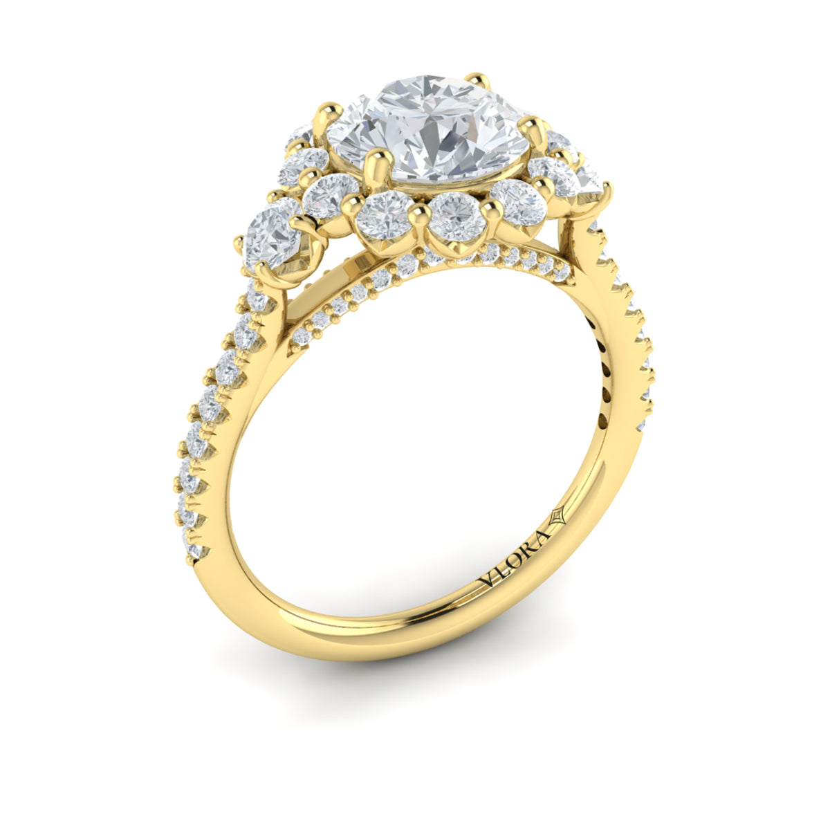 Vlora Flower Diamond Halo Engagement Ring Mounting Builder