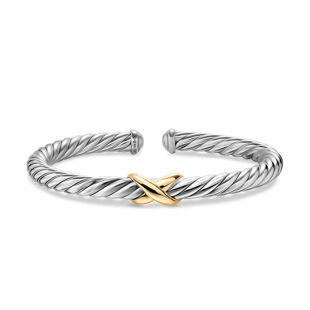 David Yurman Sterling Silver and Yellow Gold Cable Flex X Bracelet