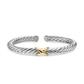 David Yurman Sterling Silver and Yellow Gold Cable Flex X Bracelet