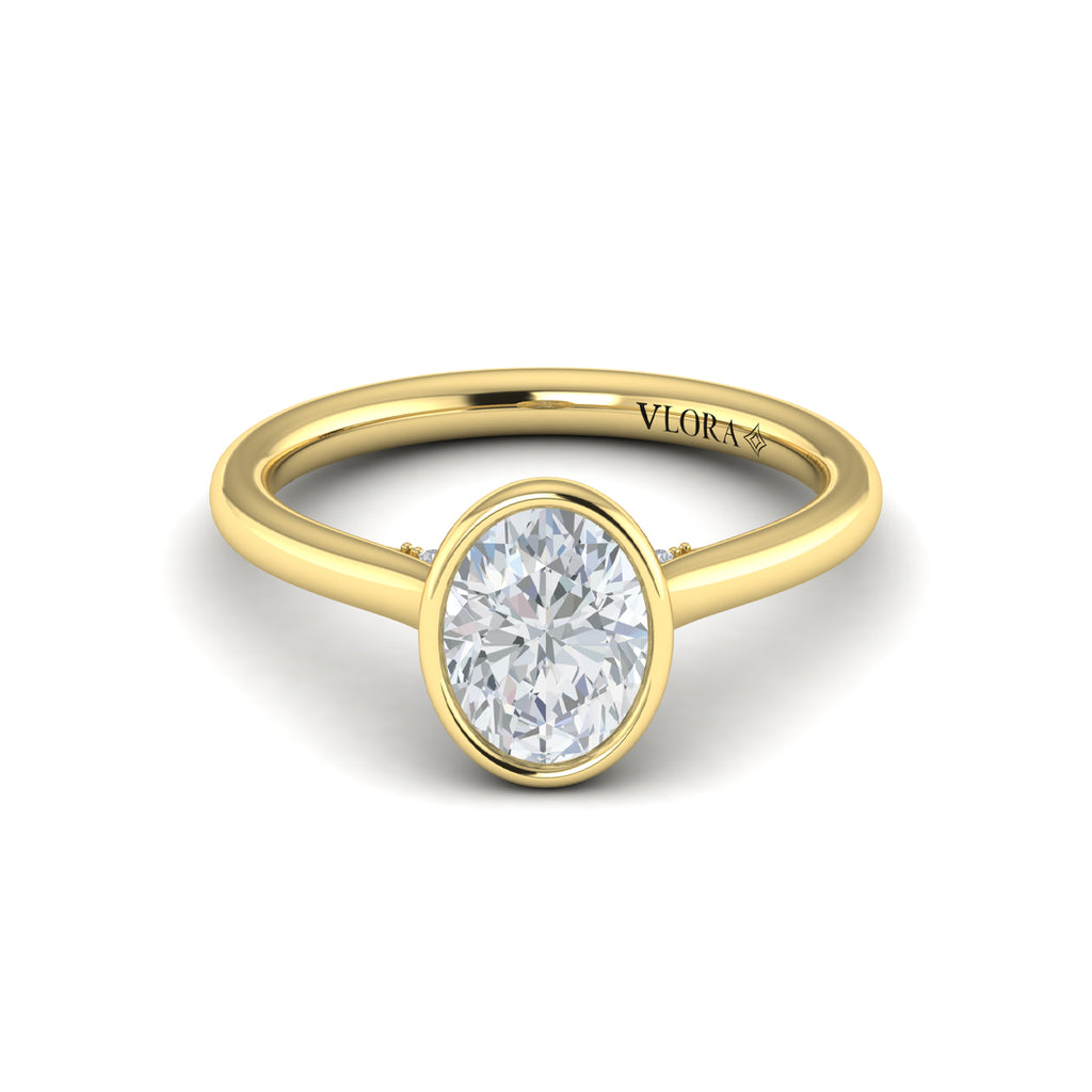 Vlora Yellow Gold Bezel Set Diamond Bridge Engagement Ring Mounting