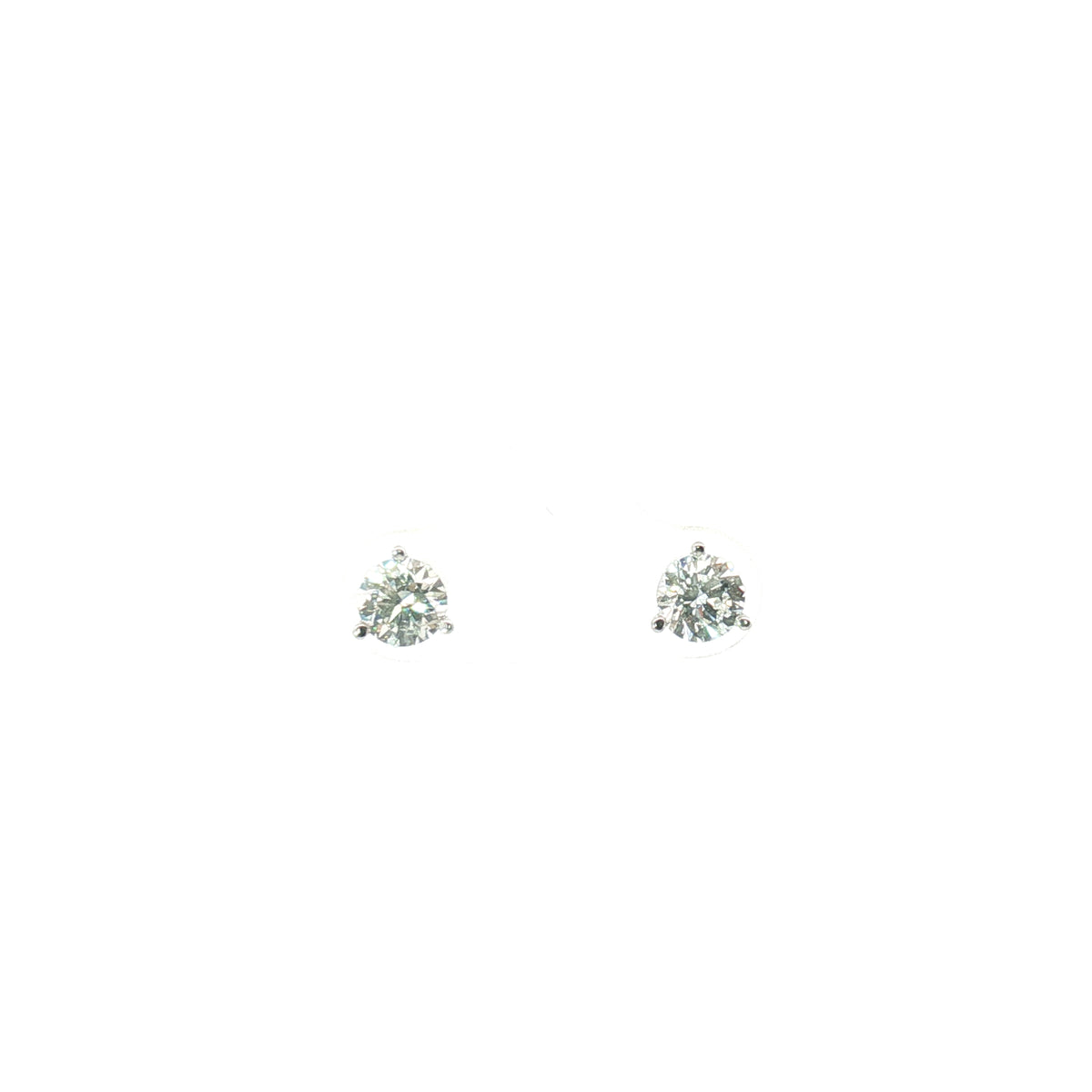 White Gold One Carat Diamond Stud Earrings
