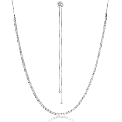 Simon G White Gold Adjustable Diamond Tennis Necklace