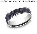 Ammara Stone White Gold and Gray Tantalum Honey Comb Center Wedding Band
