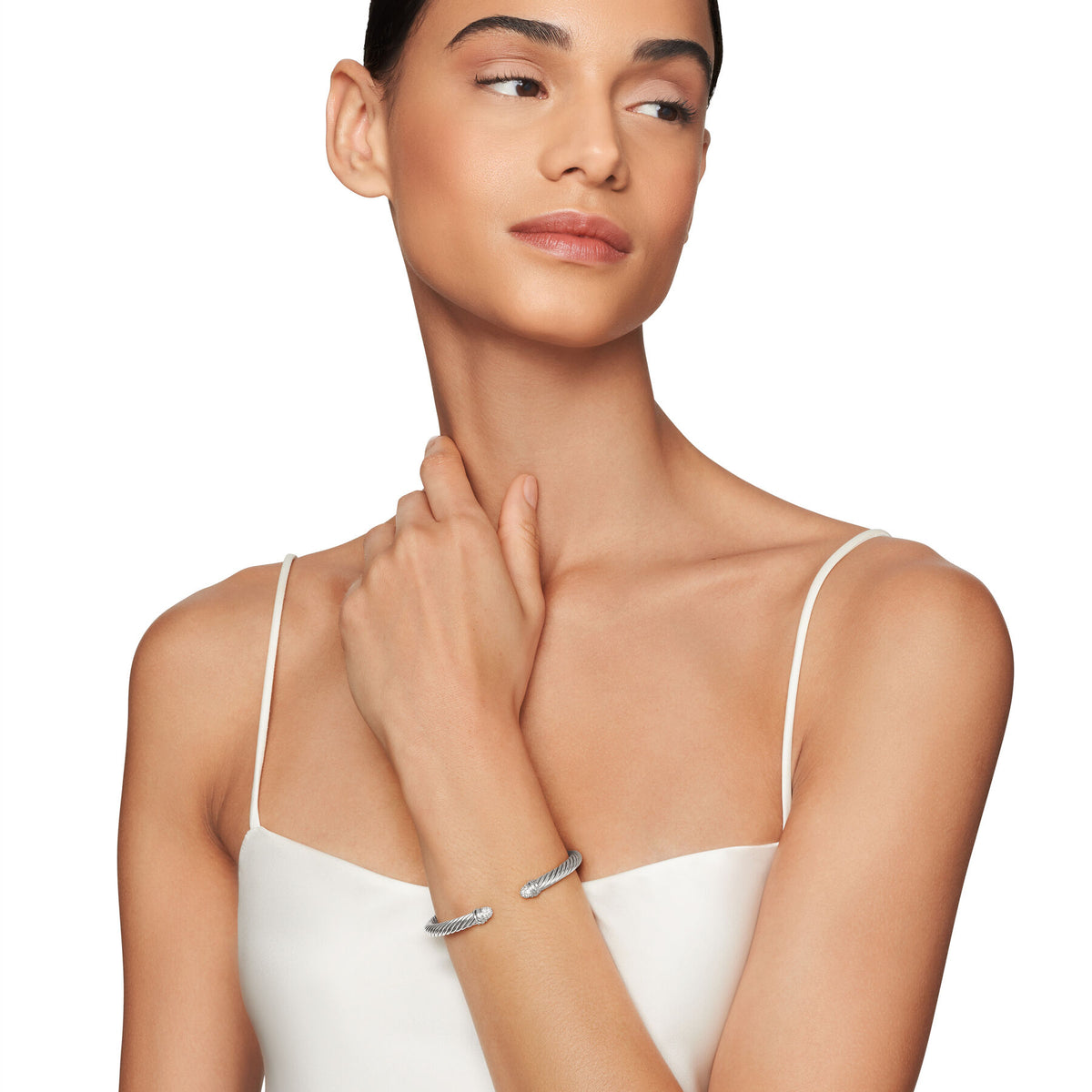 David Yurman Sterling Silver Classic Cable Pave Dome Bracelet