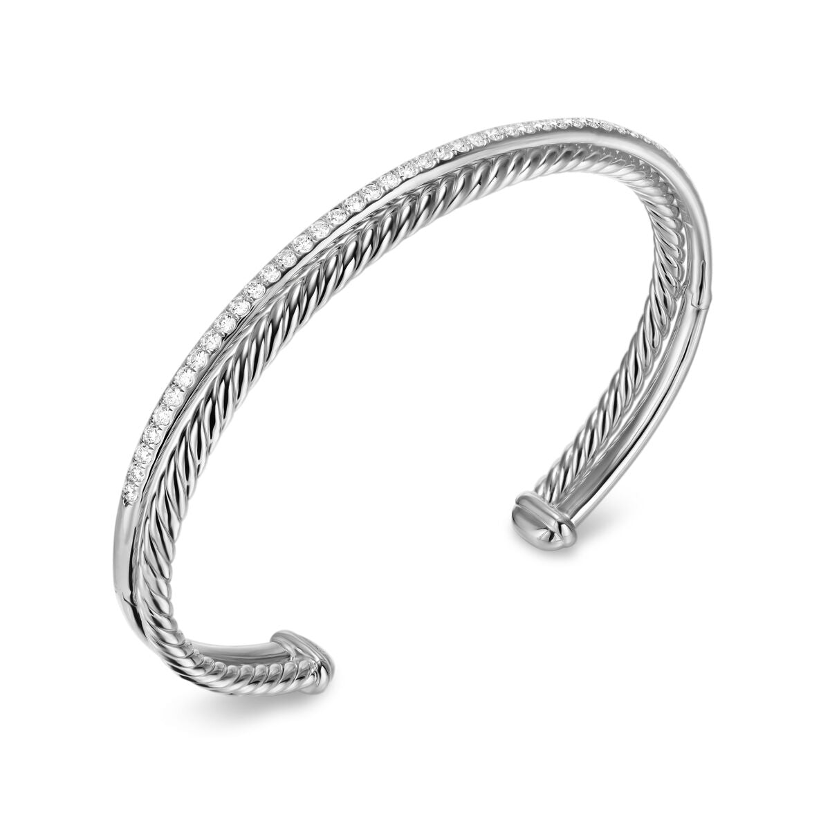 David Yurman Sterling Silver Crossover Two Row Bracelet