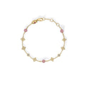 Roberto Coin Yellow Gold Princess Flower Diamond Pink Opal Station Bracelet