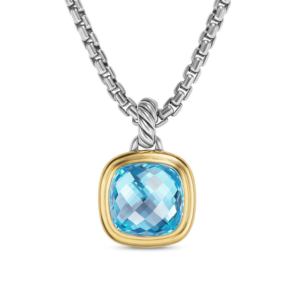 David Yurman Sterling Silver and Yellow Gold Albion Blue Topaz Enhancer
