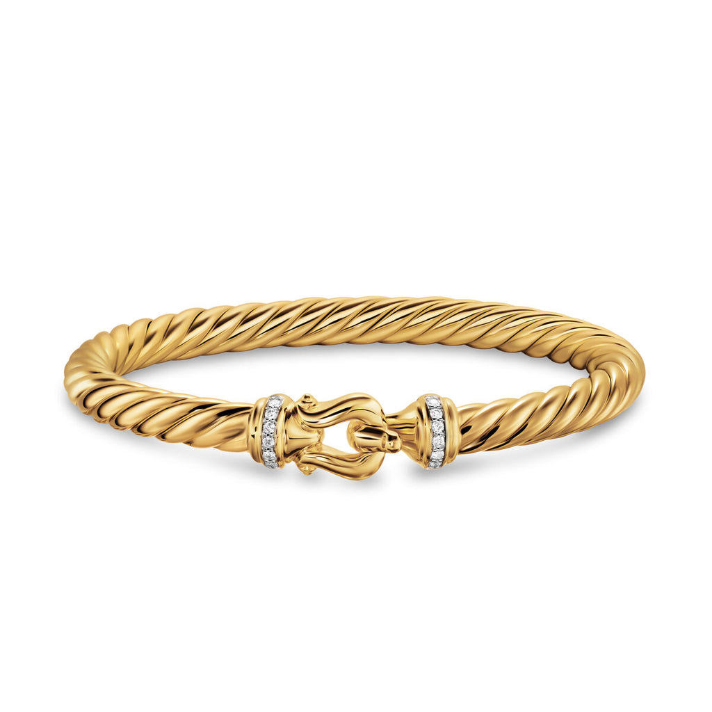 David Yurman Yellow Gold Cablespira Flex Buckle Bracelet