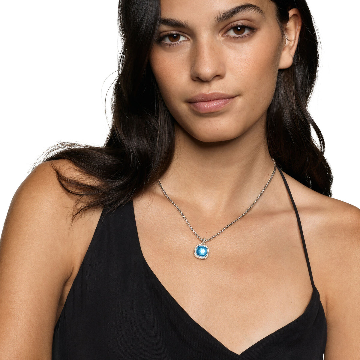 David Yurman Sterling Silver Albion Blue Topaz Enhancer with Diamonds